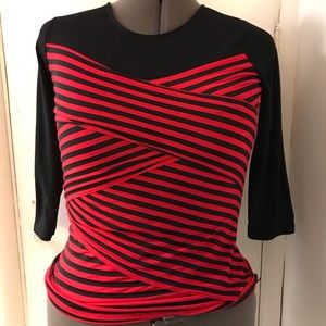 Flattering red and black top from Allie & Rob